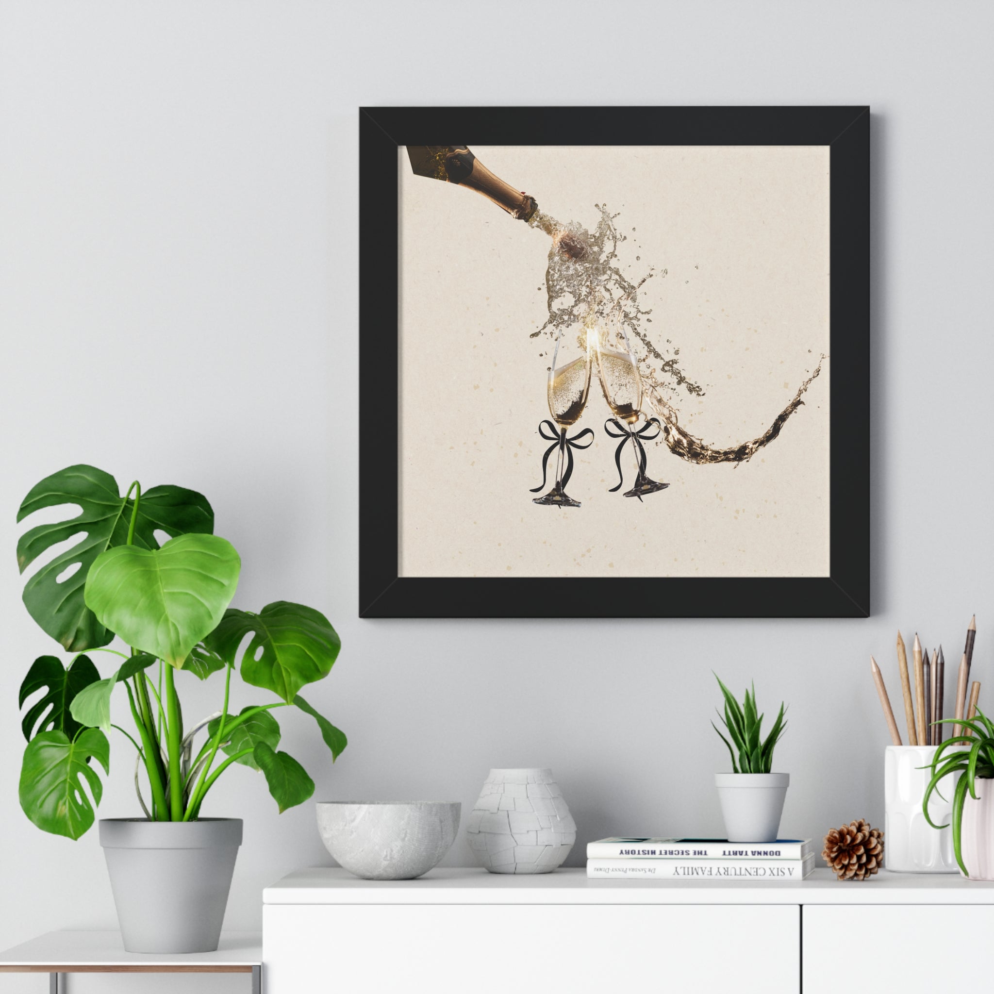 Vertical Poster Wall Art | Champagne Splash | Minimalist Luxury Home Decor