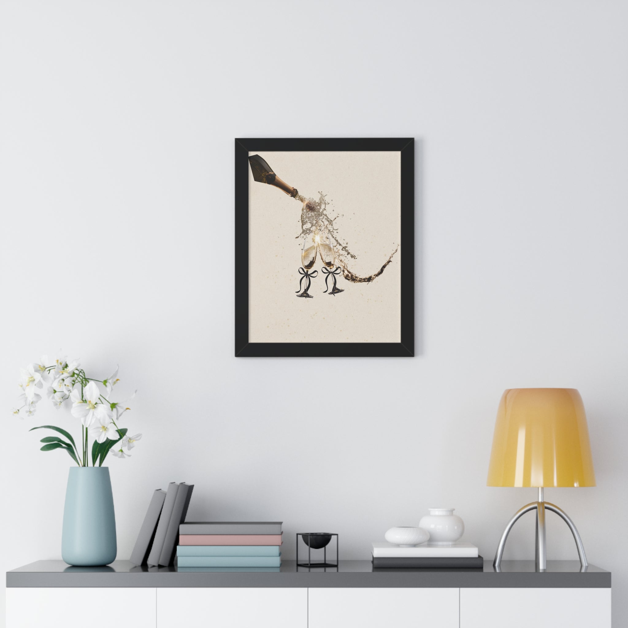 Vertical Poster Wall Art | Champagne Splash | Minimalist Luxury Home Decor