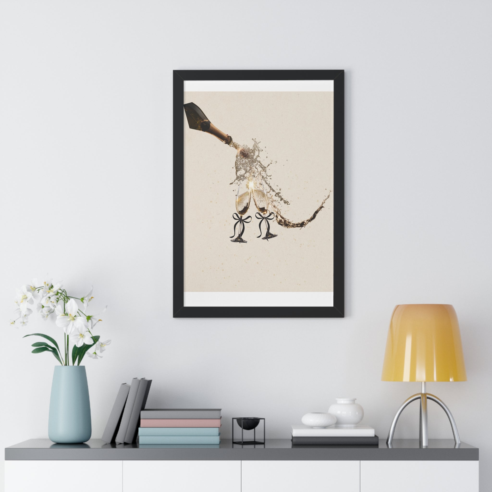 Vertical Poster Wall Art | Champagne Splash | Minimalist Luxury Home Decor