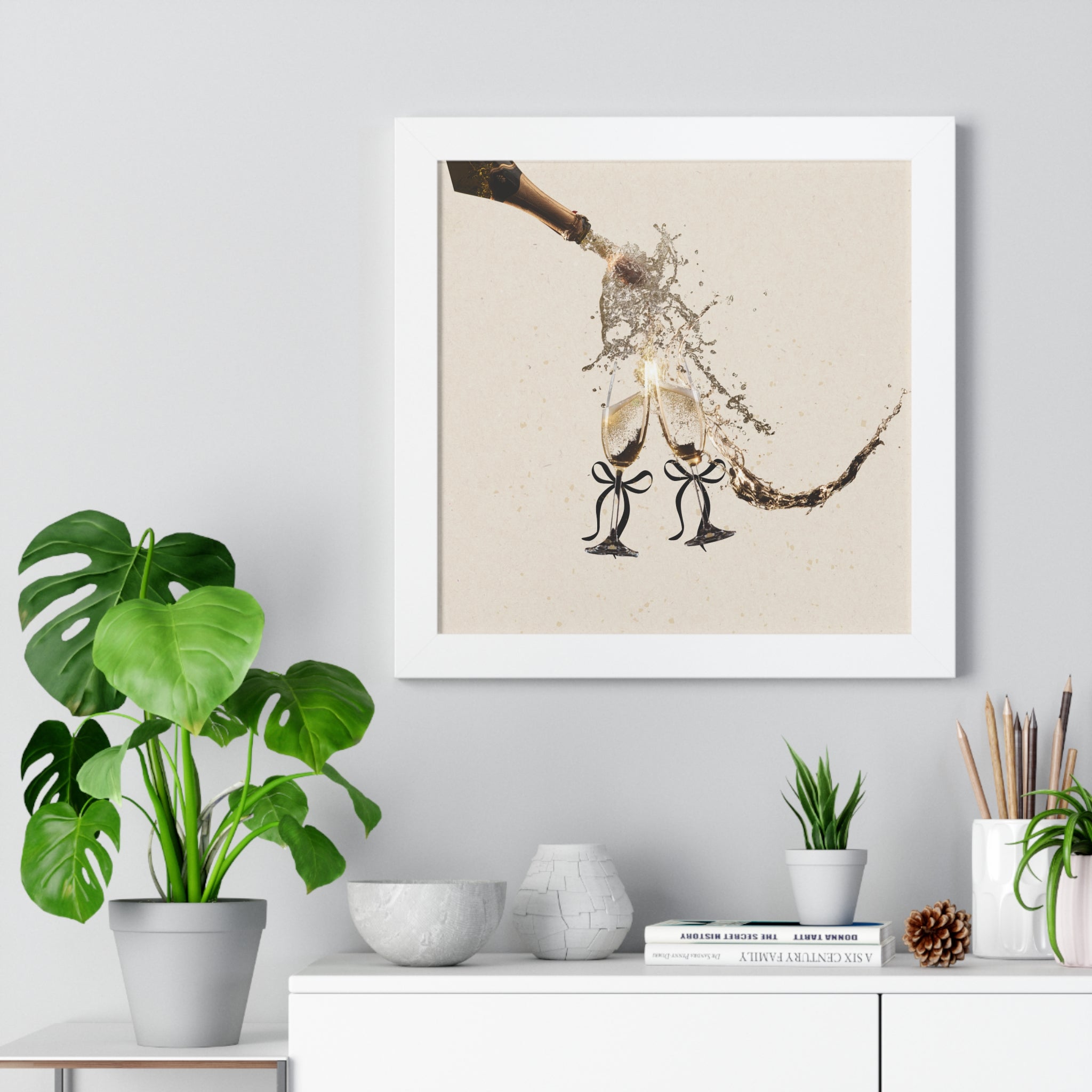 Vertical Poster Wall Art | Champagne Splash | Minimalist Luxury Home Decor