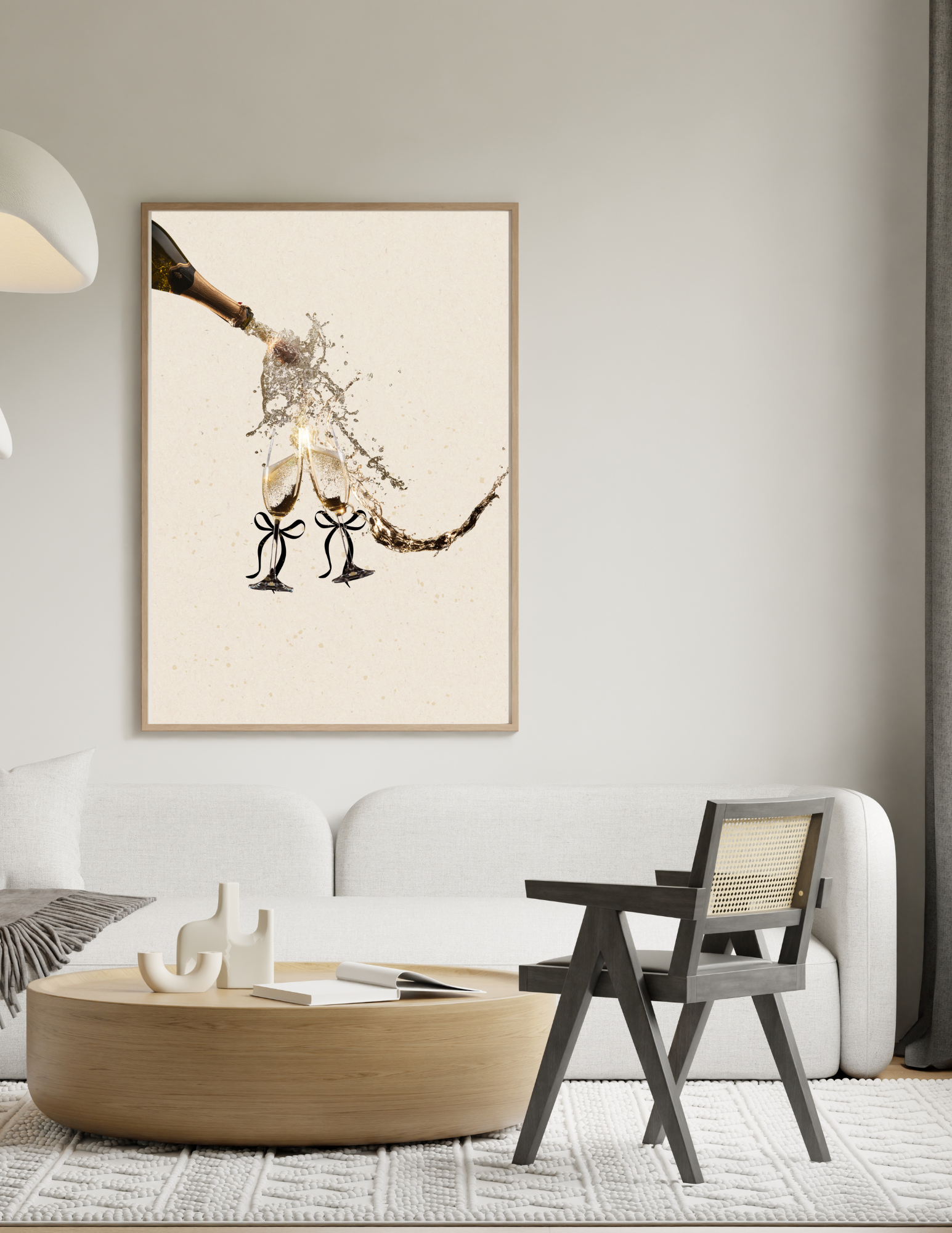 Vertical Poster Wall Art | Champagne Splash | Minimalist Luxury Home Decor