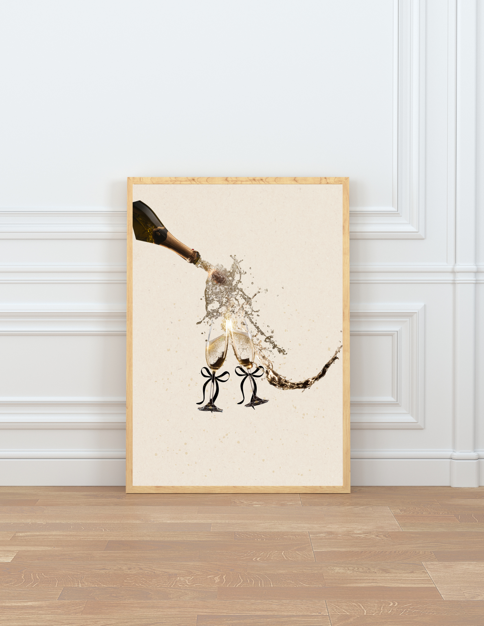 Vertical Poster Wall Art | Champagne Splash | Minimalist Luxury Home Decor