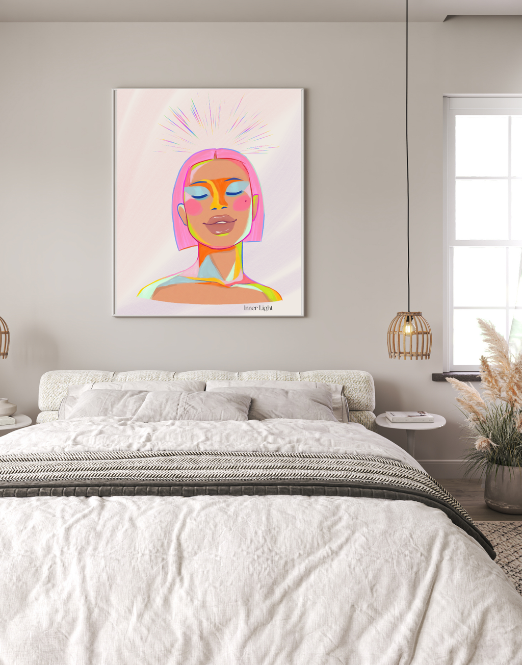 Inner Light” Abstract Portrait Print | Modern Minimalist Wall Art | Feminine Digital Download | Empowering Home Decor | Self Love Illustration