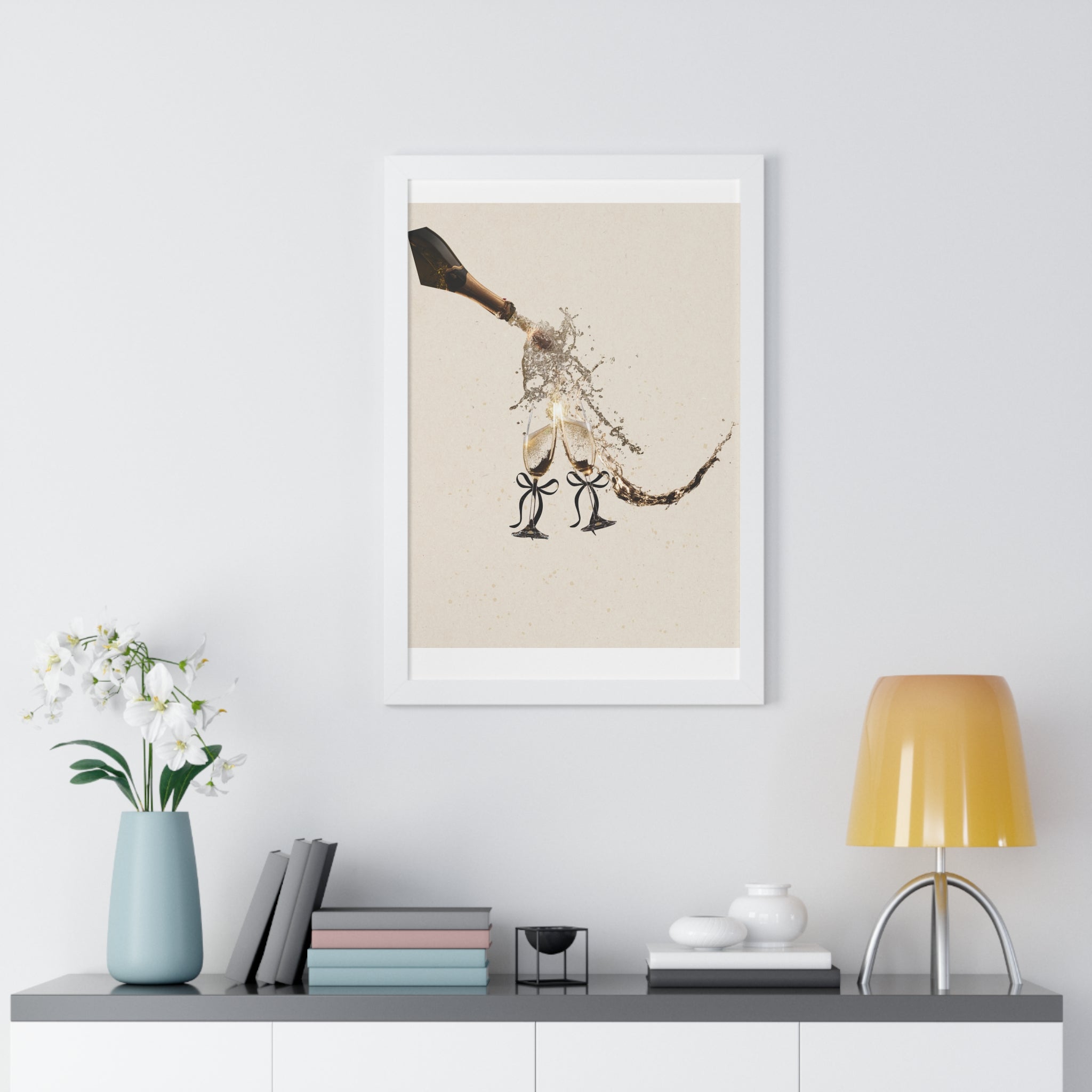 Vertical Poster Wall Art | Champagne Splash | Minimalist Luxury Home Decor