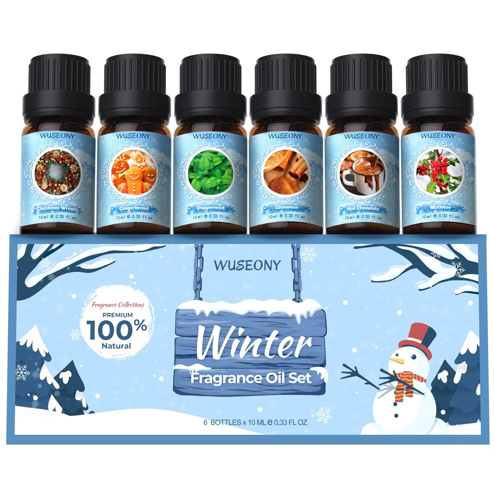 WUSEONY Winter Essential Oil Set – Cozy Holiday Aromas