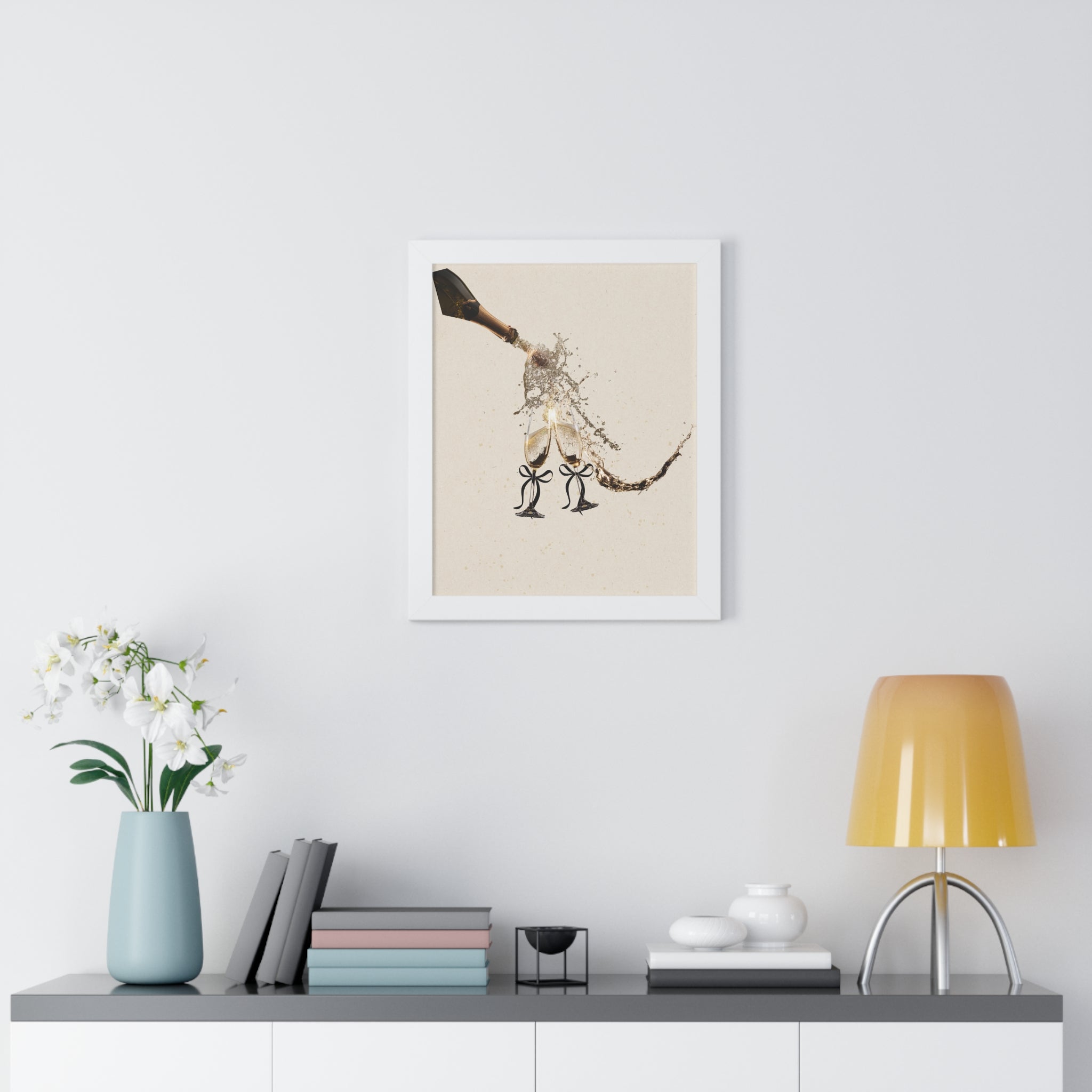 Vertical Poster Wall Art | Champagne Splash | Minimalist Luxury Home Decor