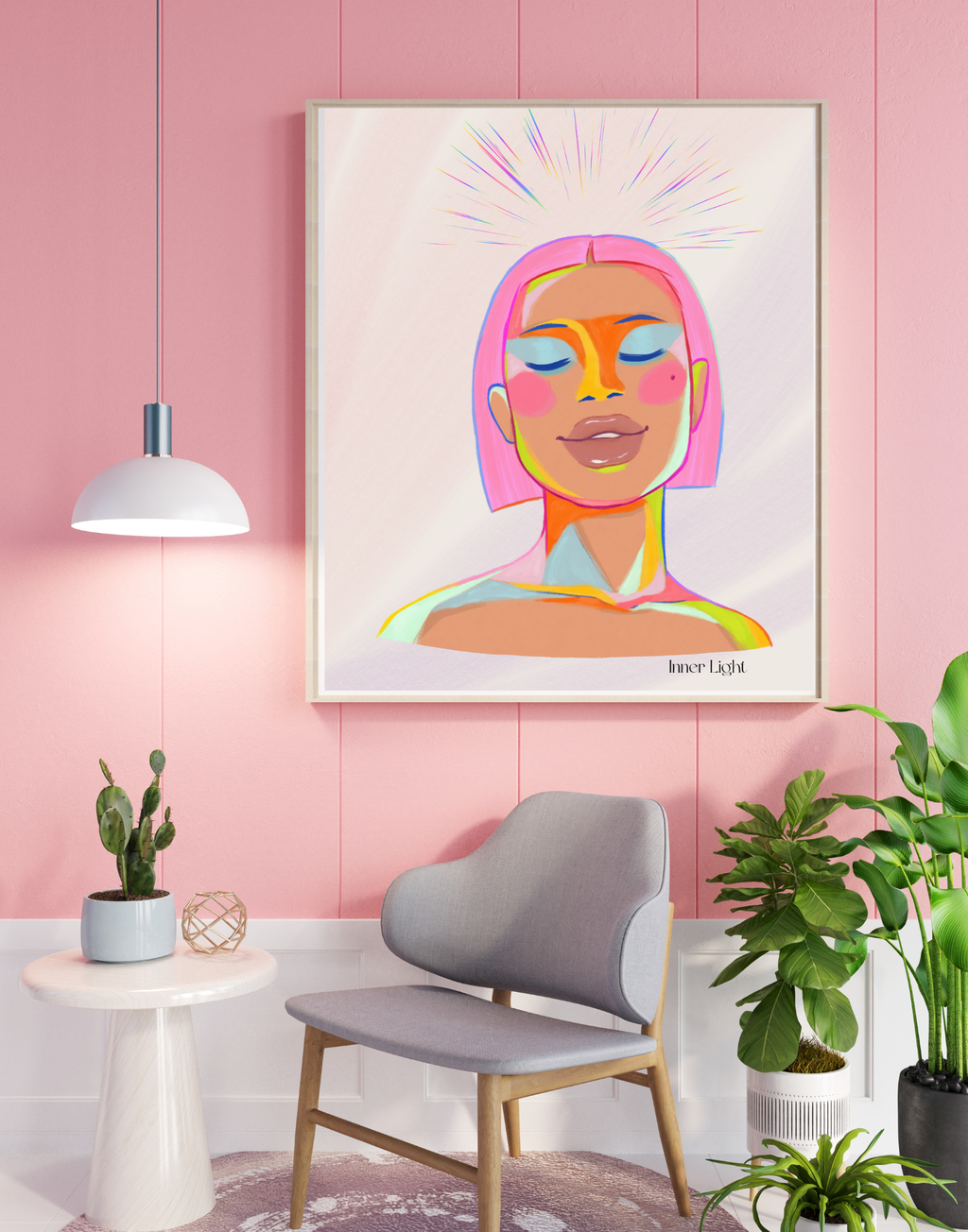 Inner Light” Abstract Portrait Print | Modern Minimalist Wall Art | Feminine Digital Download | Empowering Home Decor | Self Love Illustration