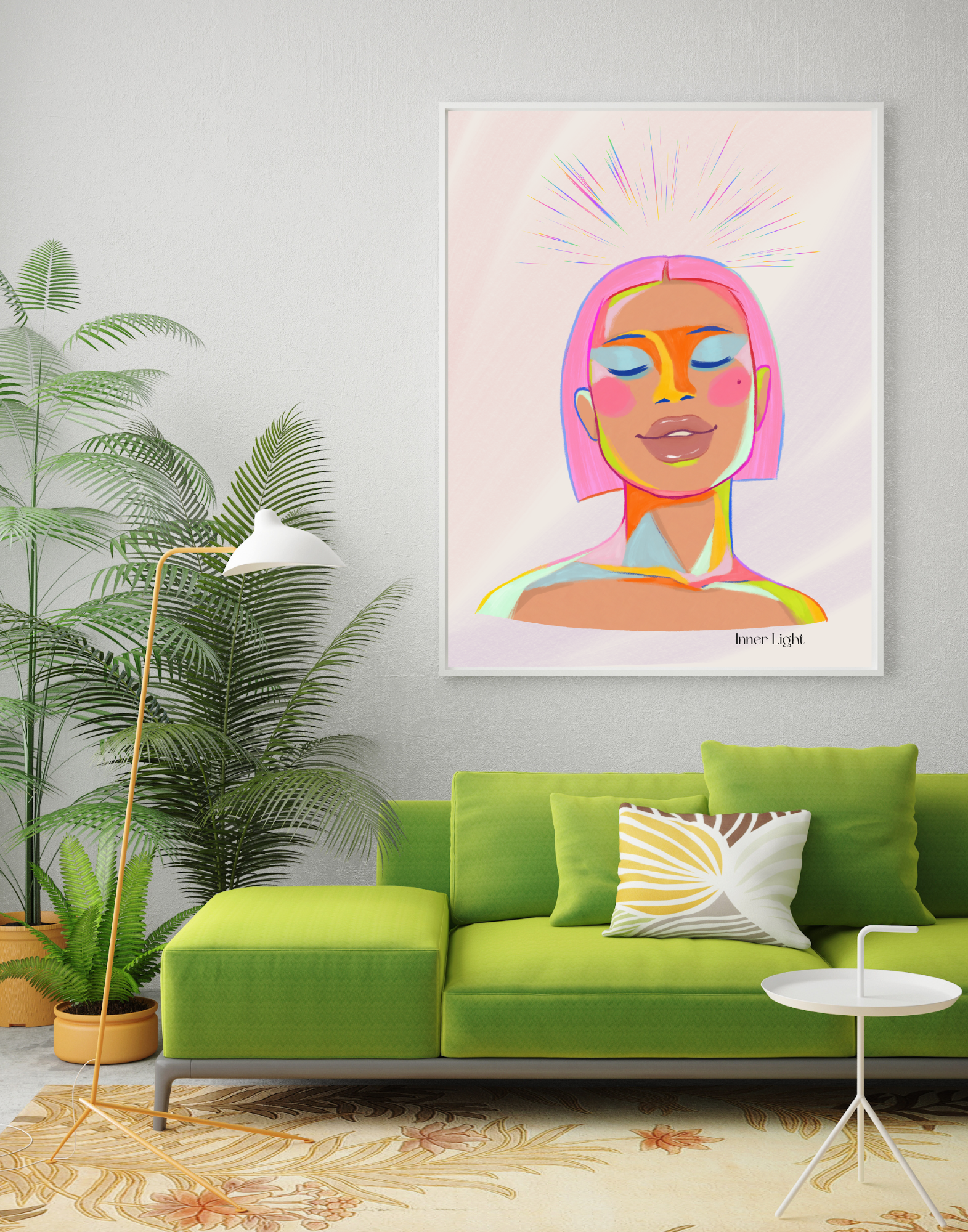 Inner Light” Abstract Portrait Print | Modern Minimalist Wall Art | Feminine Digital Download | Empowering Home Decor | Self Love Illustration