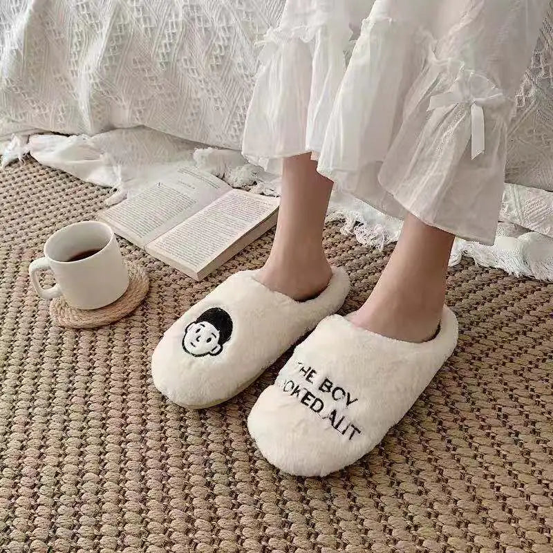 Cozy Cotton Plush Slippers – Soft Indoor Slides for Home Comfort