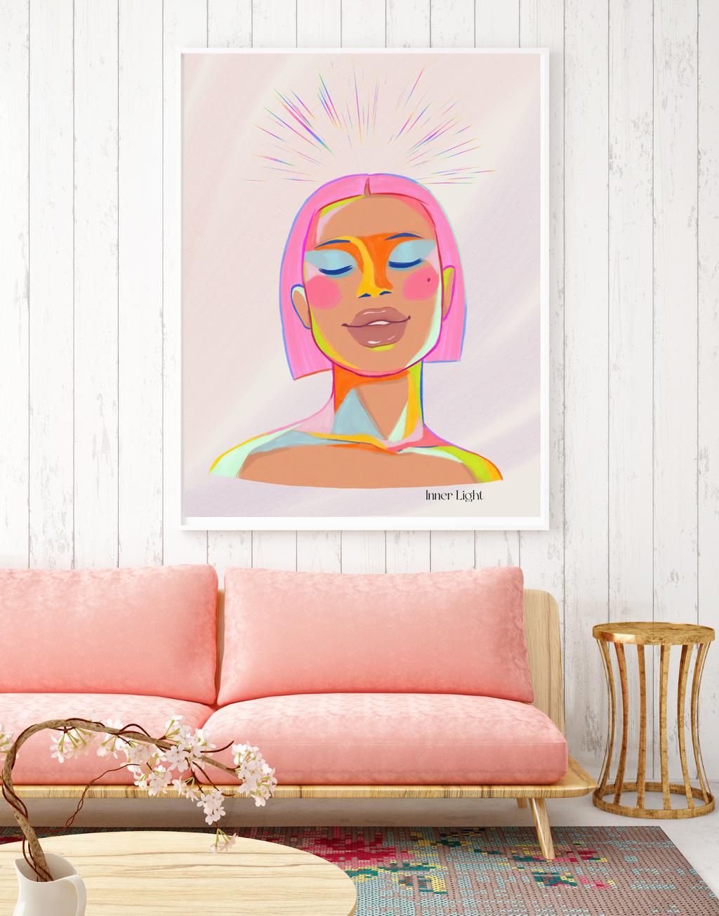 Inner Light” Abstract Portrait Print | Modern Minimalist Wall Art | Feminine Digital Download | Empowering Home Decor | Self Love Illustration