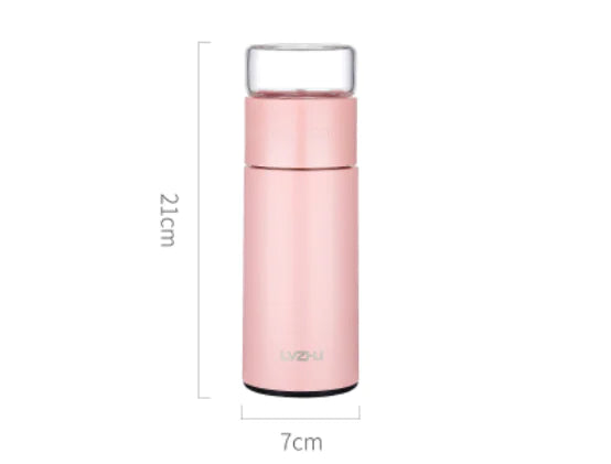 Insulated Tea Infuser Mug – Premium Stainless Steel & Glass Travel Cup (Hot & Cold)