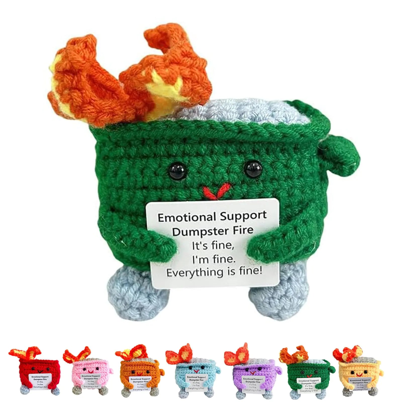 Emotional Support Dumpster Fire – Handmade Crochet Plush Gift
