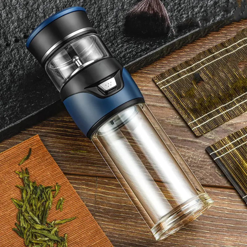 450ml Double-Layer Glass Tea Infuser Bottle – Premium Tea Separation Cup with Filter & Leakproof Lid