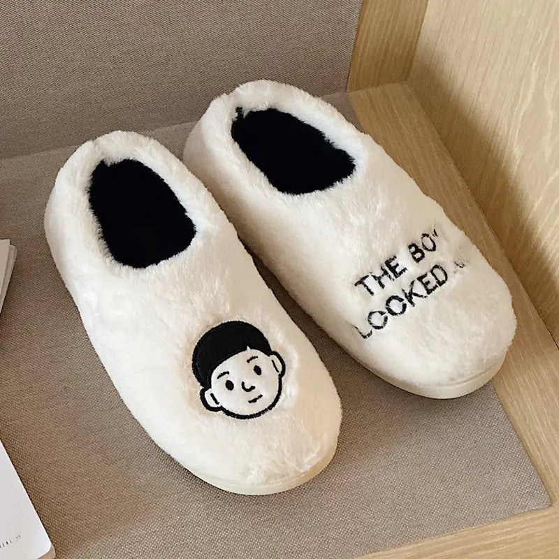 Cozy Cotton Plush Slippers – Soft Indoor Slides for Home Comfort