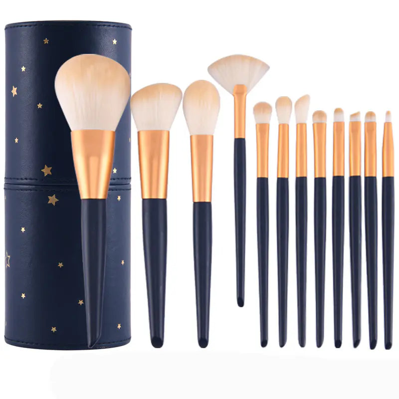 12-Piece Professional Makeup Brush Set with Travel Makeup Holder – Soft, Flawless Finish Brushes