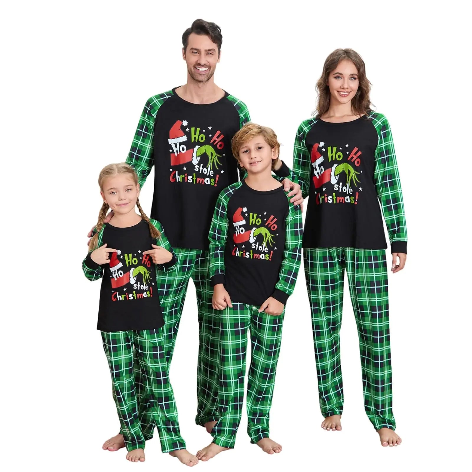 Family Matching Christmas Pajama Set | Cozy Festive Sleepwear for Parents & Kids (Green Plaid)