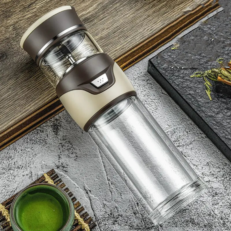 450ml Double-Layer Glass Tea Infuser Bottle – Premium Tea Separation Cup with Filter & Leakproof Lid