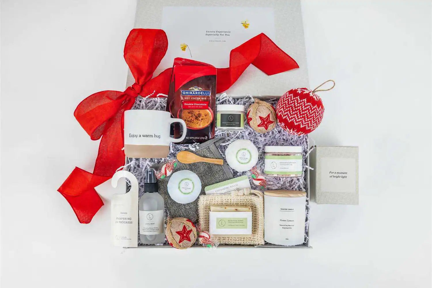 Luxury Personalized Christmas Gift Box – Premium Holiday Set for Her | Spa, Candle & Mug Gift Hamper