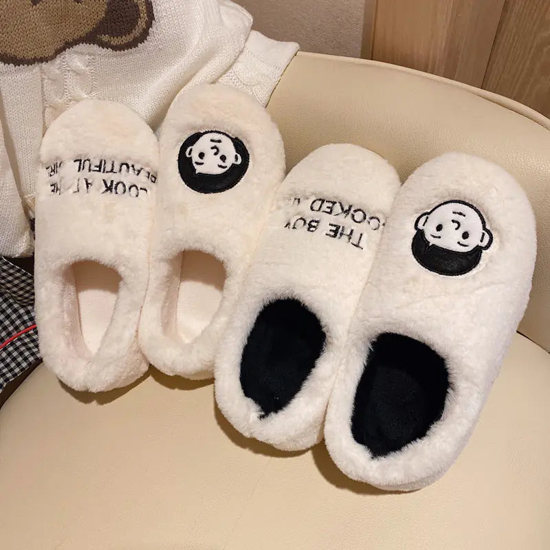 Cozy Cotton Plush Slippers – Soft Indoor Slides for Home Comfort