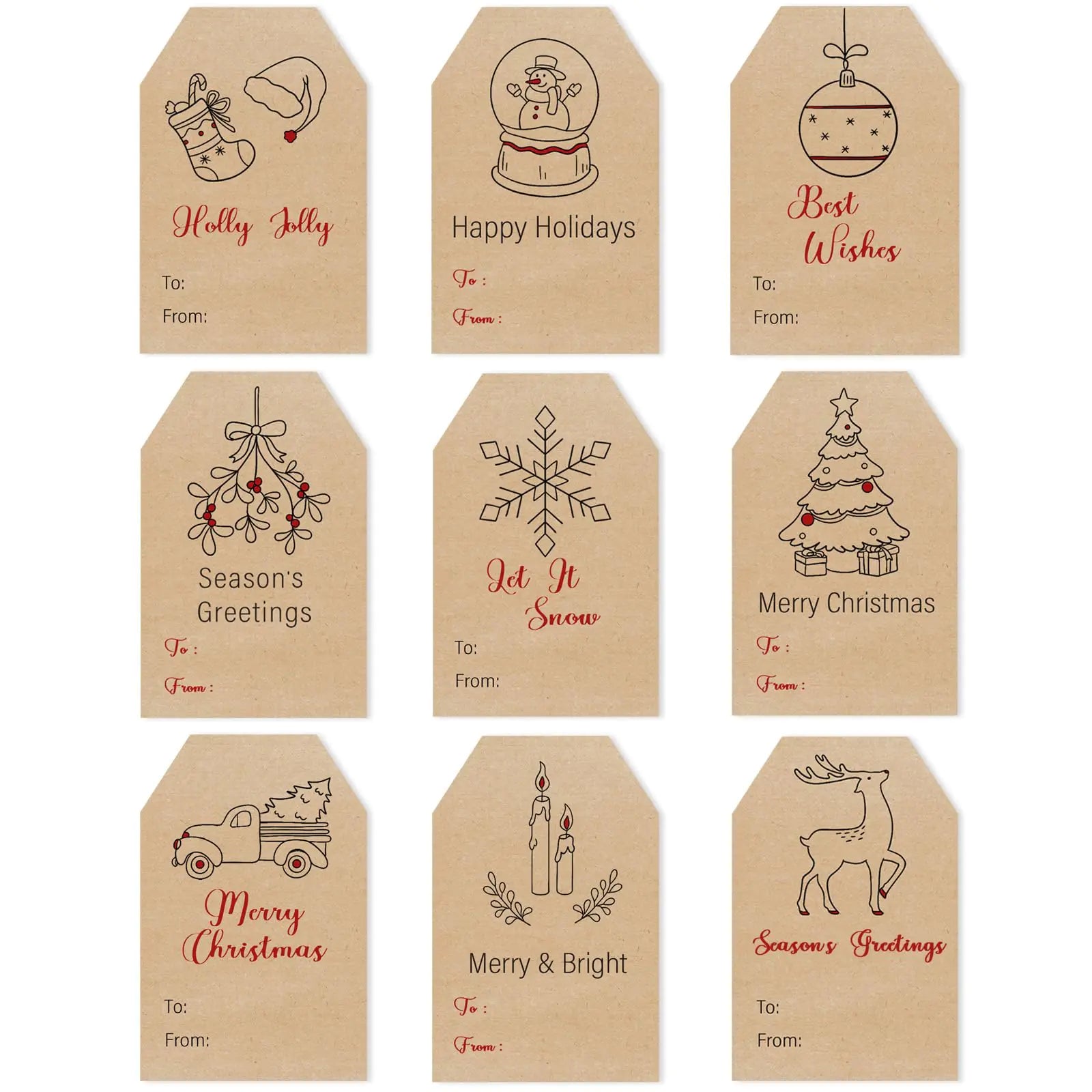 RoyalFinds™ Christmas Gift Tags Stickers – Self-Adhesive Kraft Holiday Labels for Presents & Wrapping